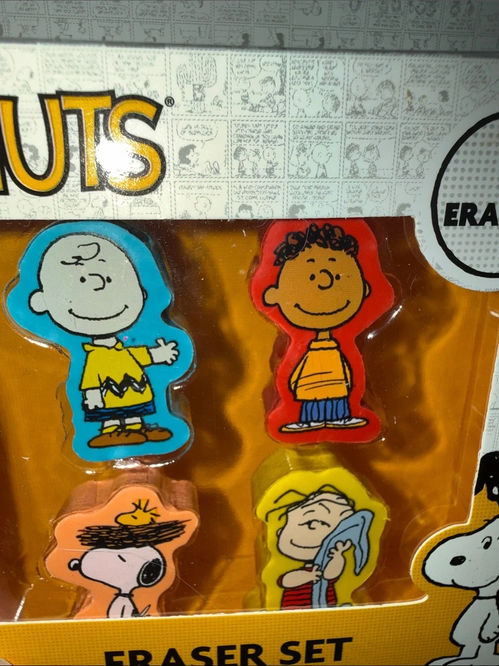 Peanuts Character Eraser Set - Yellow, Blue, Red, Orange, White